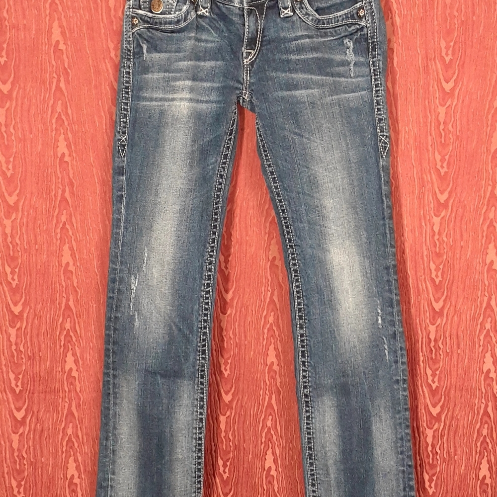 ROCK REVIVAL TORI WOMEN'S SIZE 28 DISTRESSED FADED BLUE LOGO DESIGNER - Picture 4 of 16